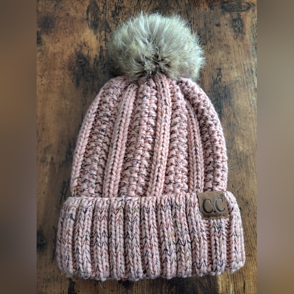 CC Pink/Black Heather Cuffed Beanie